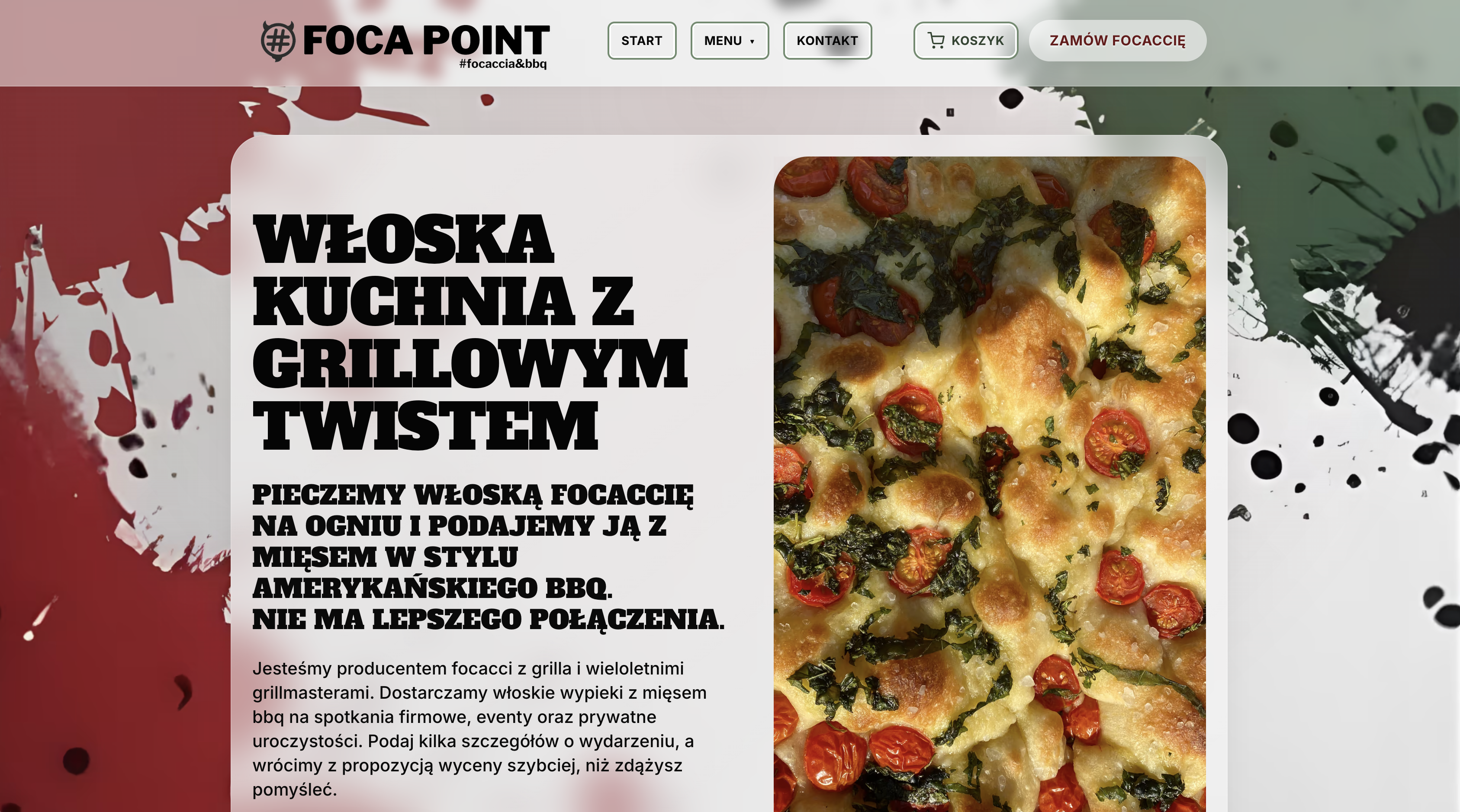 Foca Point - włoska focaccia z grilla z mięsem BBQ, catering firmowy