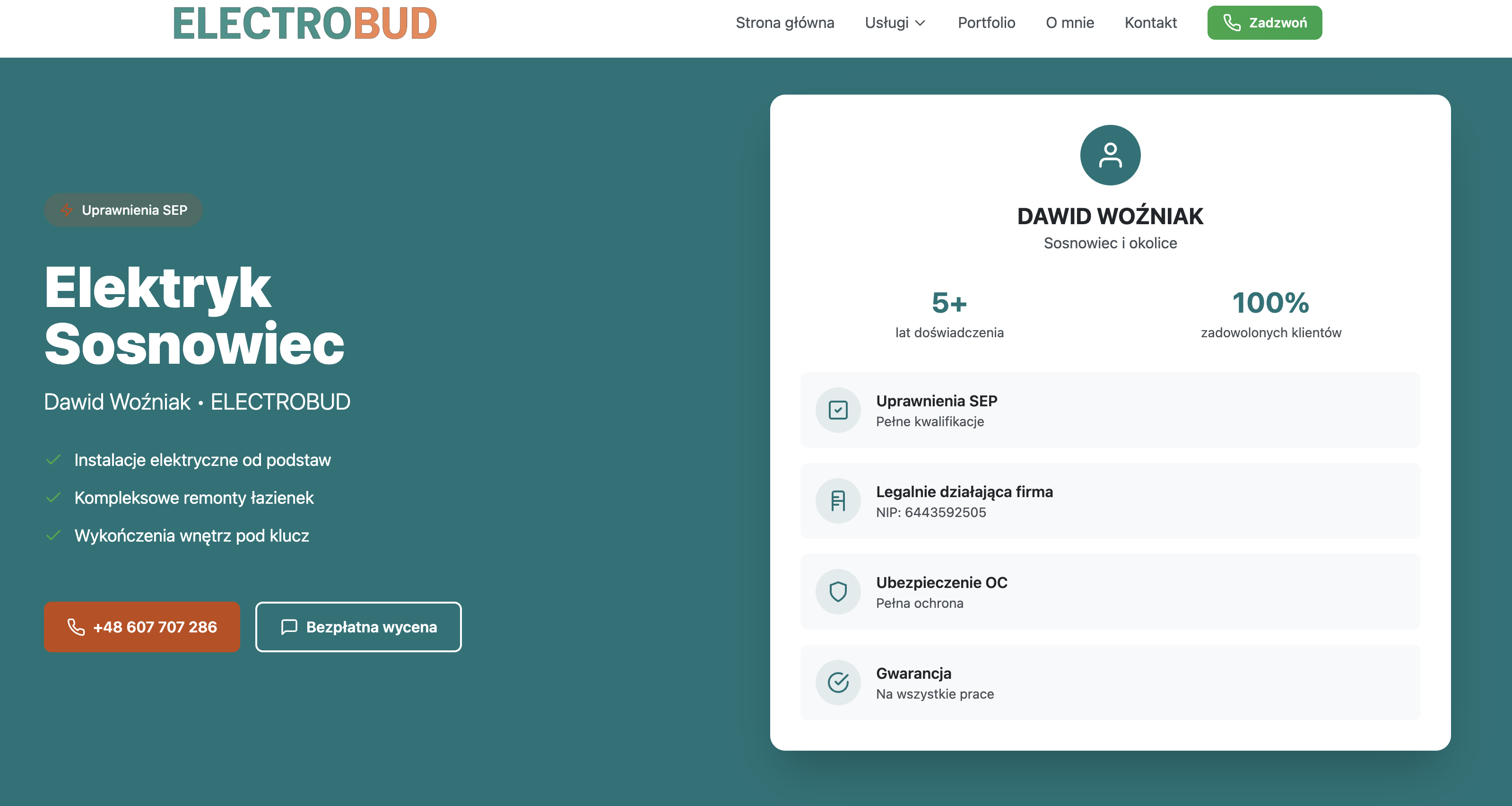 Zrzut ekranu strony electrobud.pl