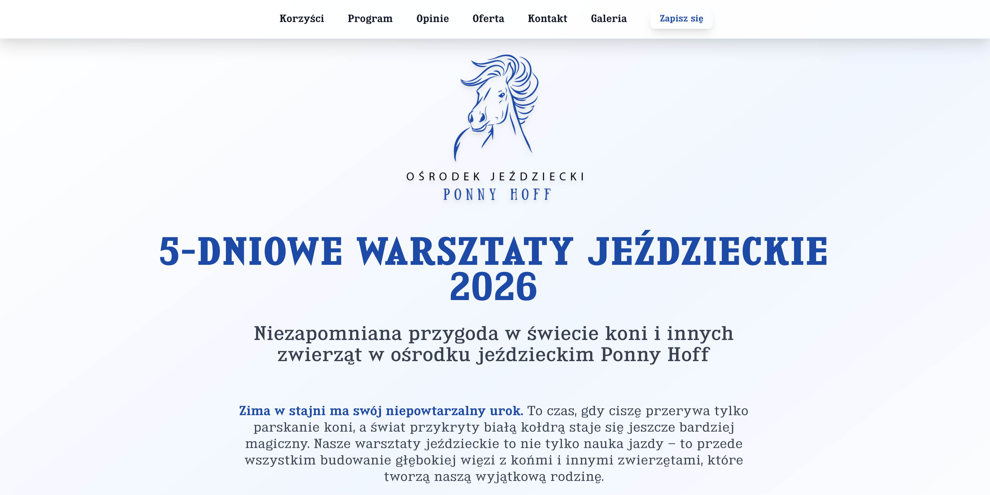 Ośrodek Jeździecki Ponny Hoff - ferie zimowe i warsztaty jeździeckie